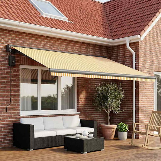 vidaXL Awning Replacement Fabric Yellow and White 450 x 300 cm