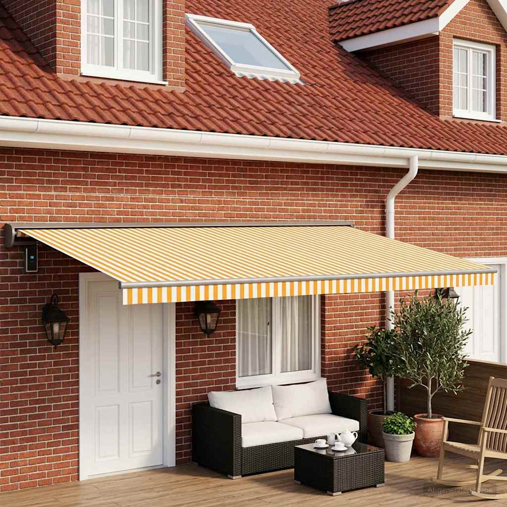 vidaXL Awning Replacement Fabric Yellow and White 500 x 300 cm