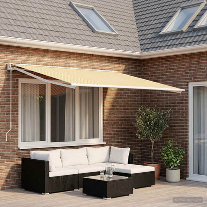 vidaXL Awning Replacement Fabric Yellow and White 600 x 300 cm