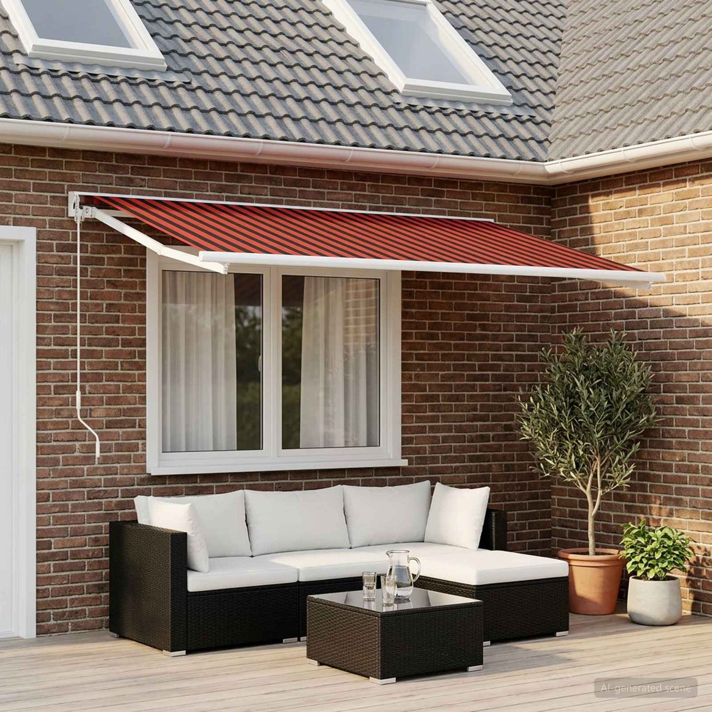 vidaXL Awning Replacement Fabric Orange and brown 400 x 350 cm