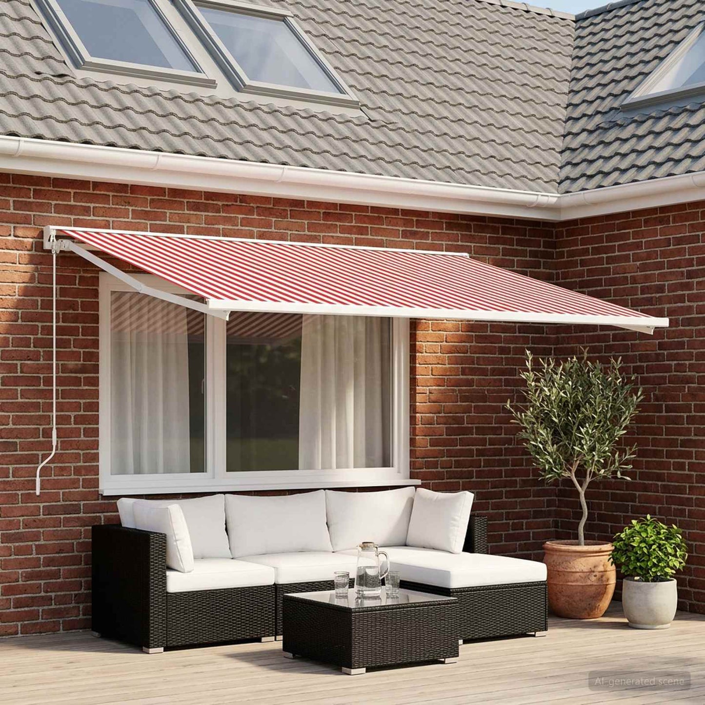 vidaXL Awning Replacement Fabric Red and White 250 x 200 cm Polyester