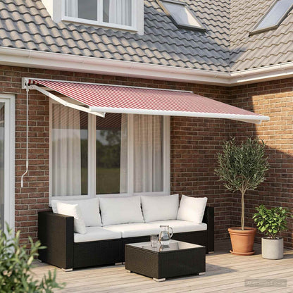 vidaXL Awning Replacement Fabric Red and White 500 x 300 cm Polyester
