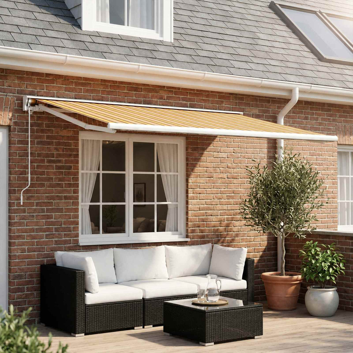 vidaXL Awning Replacement Fabric Orange and Black 250 x 200 cm