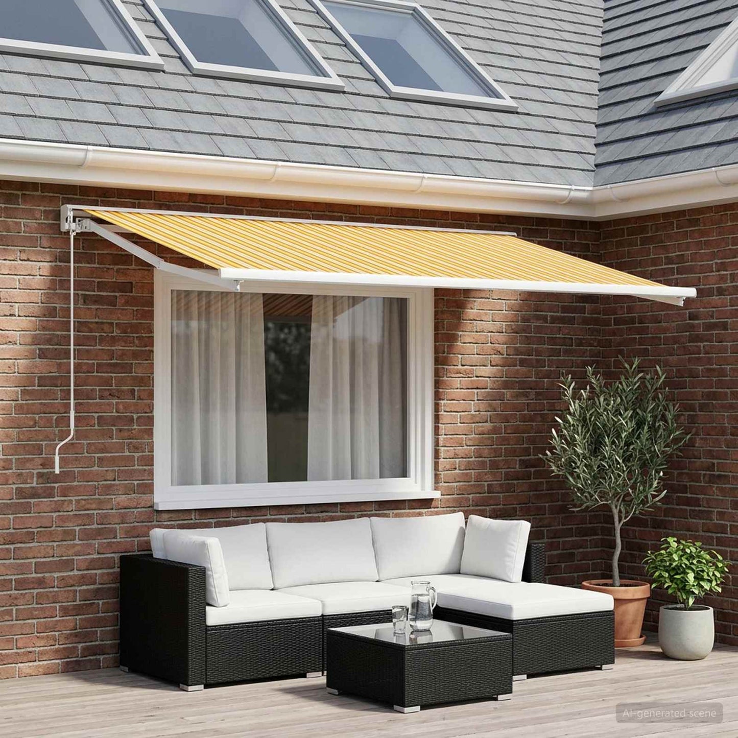 vidaXL Awning Replacement Fabric Orange and Black 350 x 200 cm