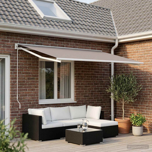vidaXL Awning Replacement Fabric Light Grey 400 x 350 cm Polyester