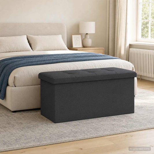 vidaXL Foldable Storage Bench Dark Grey 180 kg 80 L 77 x 38 x 38 cm