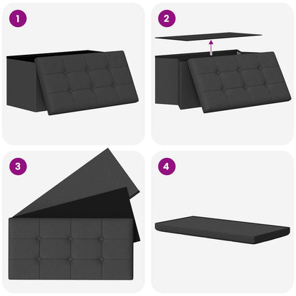 vidaXL Foldable Storage Bench Dark Grey 180 kg 80 L 77 x 38 x 38 cm