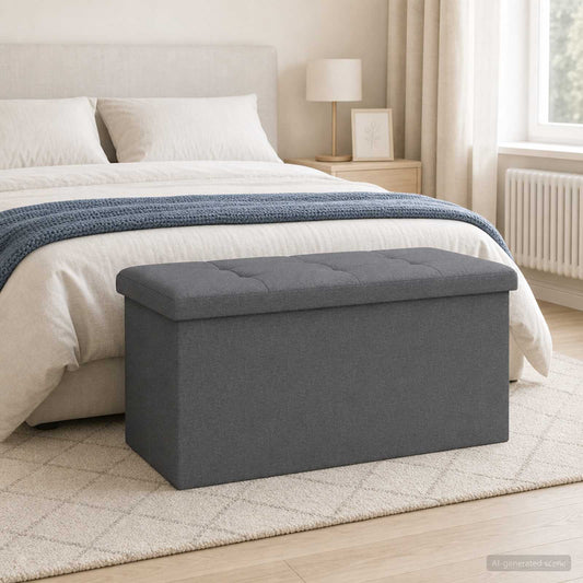 vidaXL Foldable Storage Bench Light Grey 180 kg 80 L 77 x 38 x 38 cm
