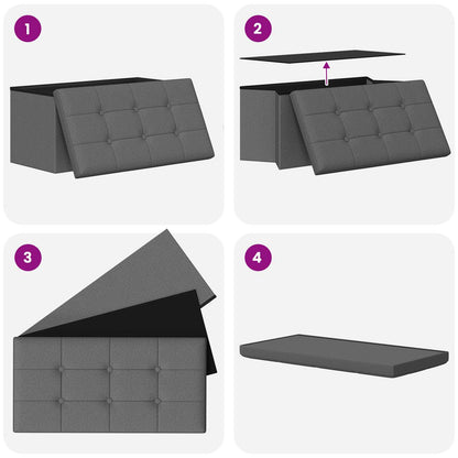 vidaXL Foldable Storage Bench Light Grey 180 kg 80 L 77 x 38 x 38 cm