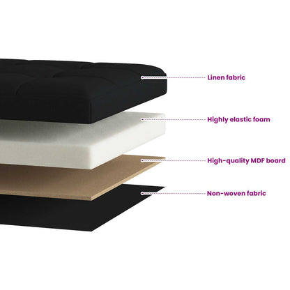 vidaXL Foldable Storage Bench Black 180 kg 80 L 77 x 38 x 38 cm Linen