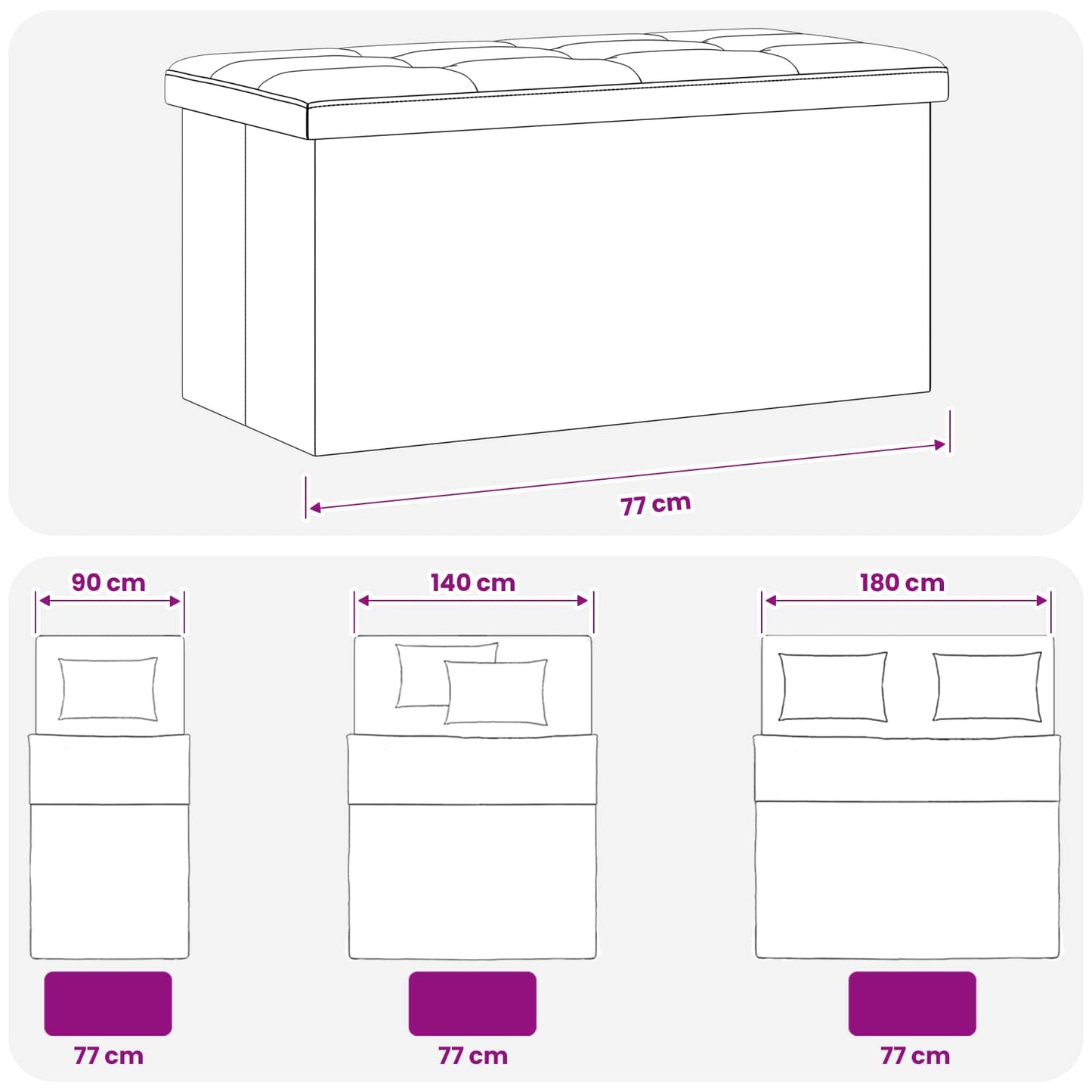 vidaXL Foldable Storage Bench Blue 180 kg 80 L 77 x 38 x 38 cm Linen