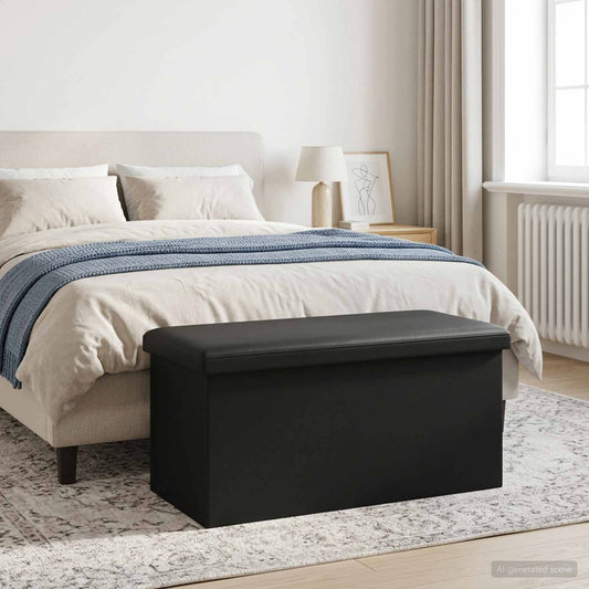 vidaXL Foldable Storage Bench Black 180 kg 80 L 77 x 38 x 38 cm PVC