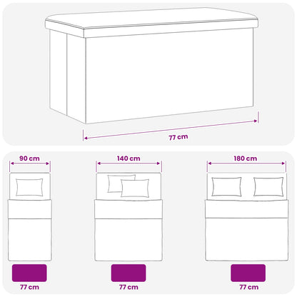 vidaXL Foldable Storage Bench Black 180 kg 80 L 77 x 38 x 38 cm PVC