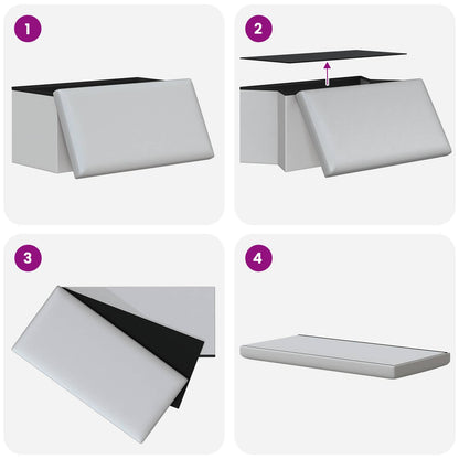 vidaXL Foldable Storage Bench White 180 kg 80 L 77 x 38 x 38 cm PVC