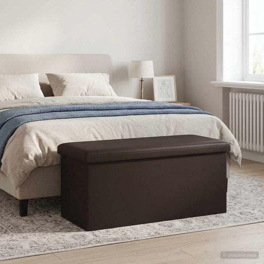 vidaXL Foldable Storage Bench Brown 180 kg 80 L 77 x 38 x 38 cm PVC