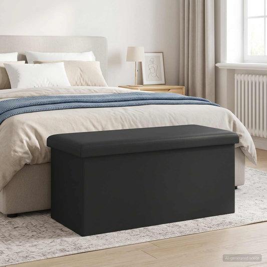 vidaXL Foldable Storage Bench Grey 180 kg 80 L 77 x 38 x 38 cm PVC