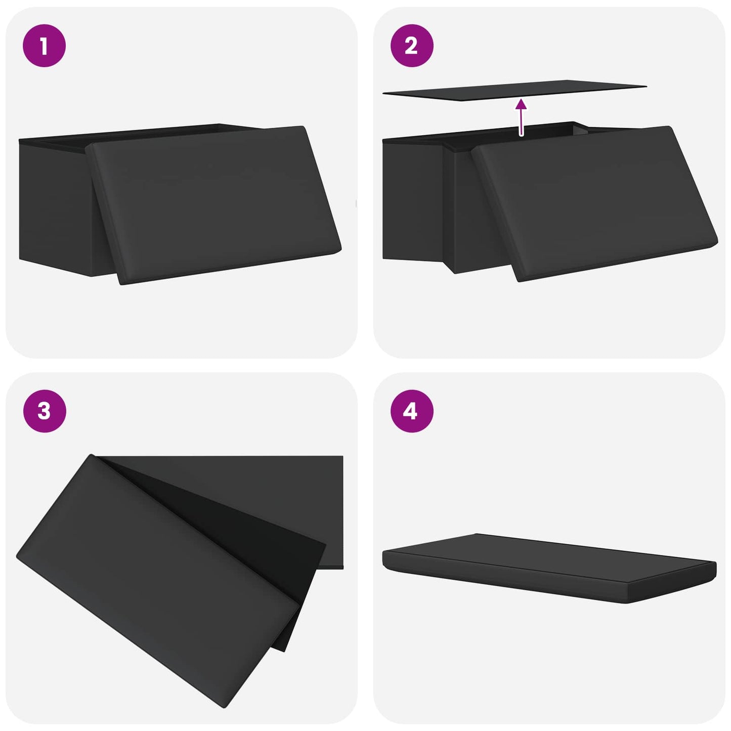vidaXL Foldable Storage Bench Grey 180 kg 80 L 77 x 38 x 38 cm PVC