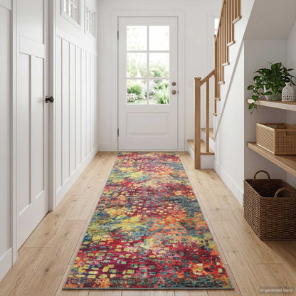 vidaXL Rug Runner LESAKA Colourful 100 x 350 cm Diamond Velvet