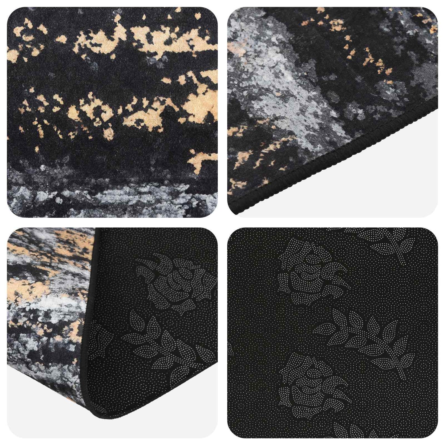 vidaXL Rug Runner LESAKA Black and Gold 50 x 400 cm Diamond Velvet