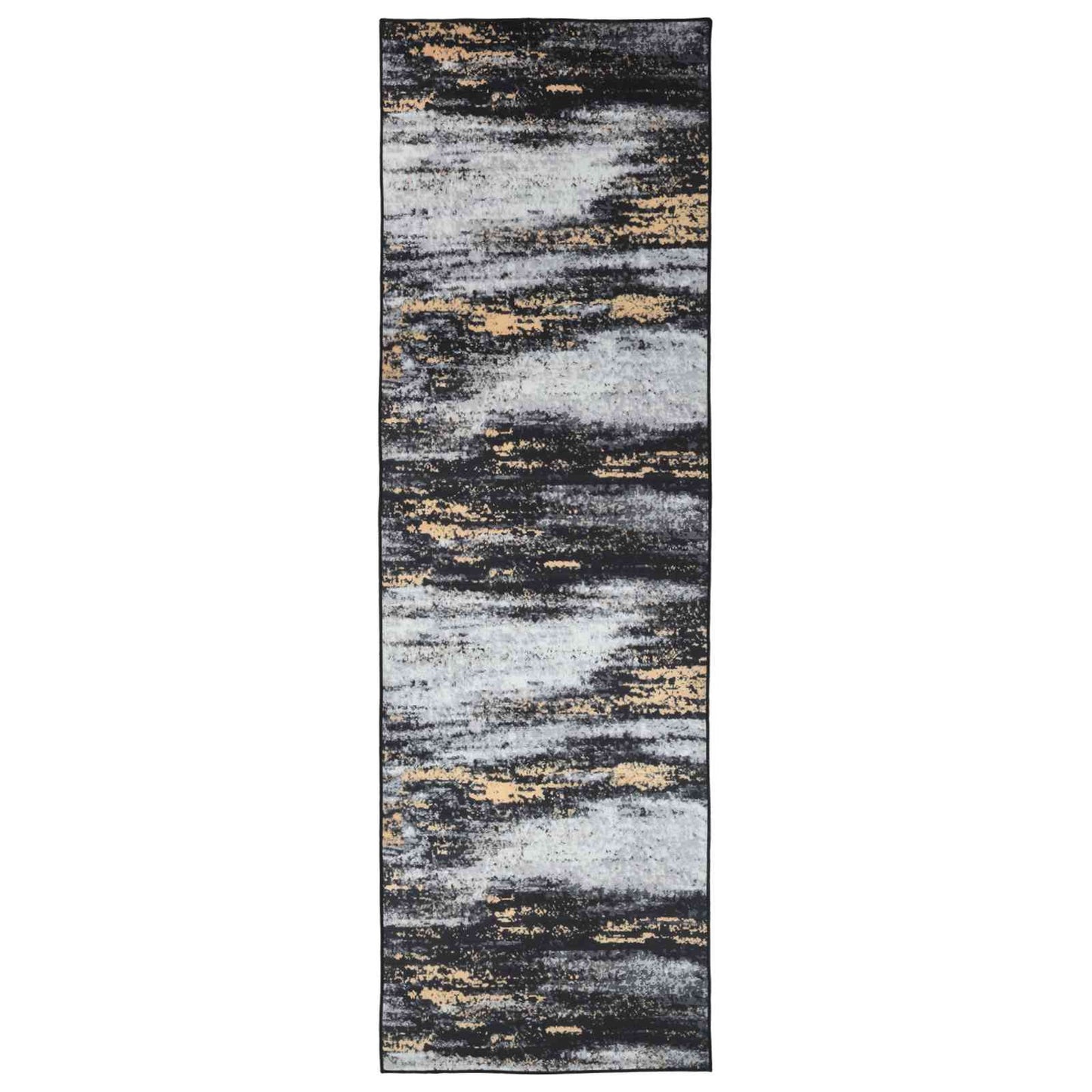 vidaXL Rug Runner LESAKA Black and Gold 50 x 450 cm Diamond Velvet