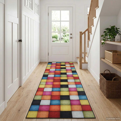 vidaXL Rug Runner LESAKA Colourful 80 x 350 cm Diamond Velvet