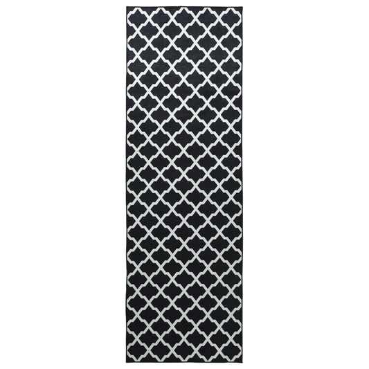 vidaXL Rug Runner LESAKA Black and white 50 x 450 cm Diamond Velvet