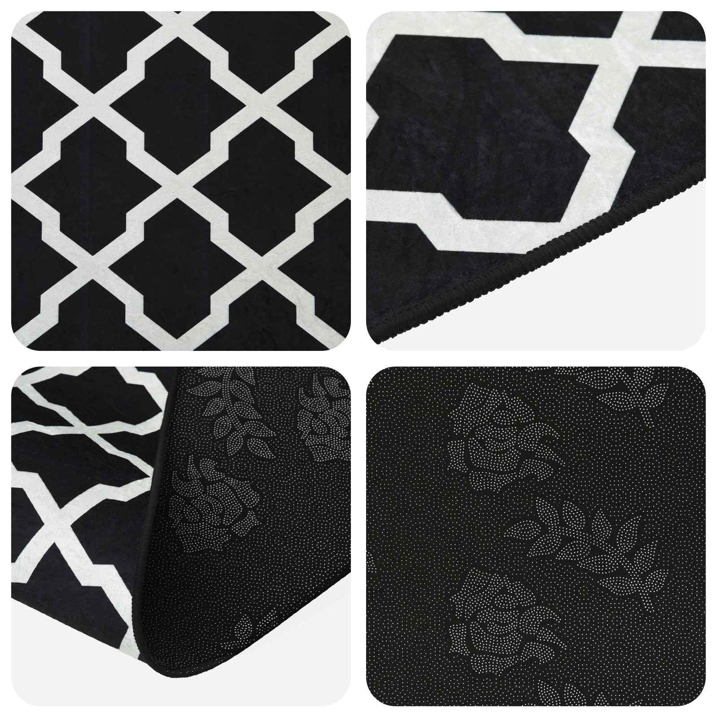 vidaXL Rug Runner LESAKA Black and white 80 x 100 cm Diamond Velvet