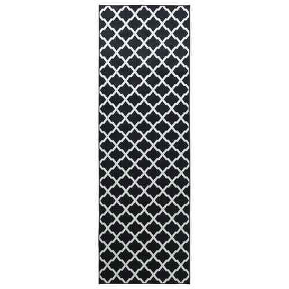 vidaXL Rug Runner LESAKA Black and white 80 x 150 cm Diamond Velvet