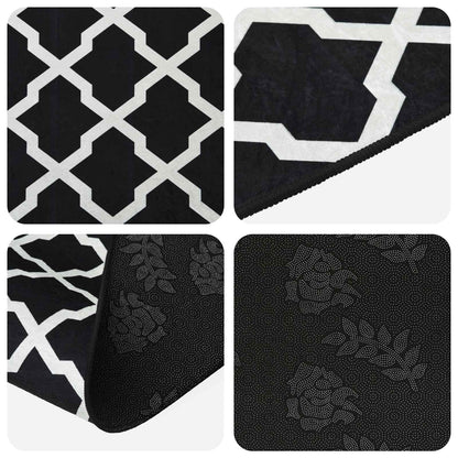 vidaXL Rug Runner LESAKA Black and white 80 x 250 cm Diamond Velvet