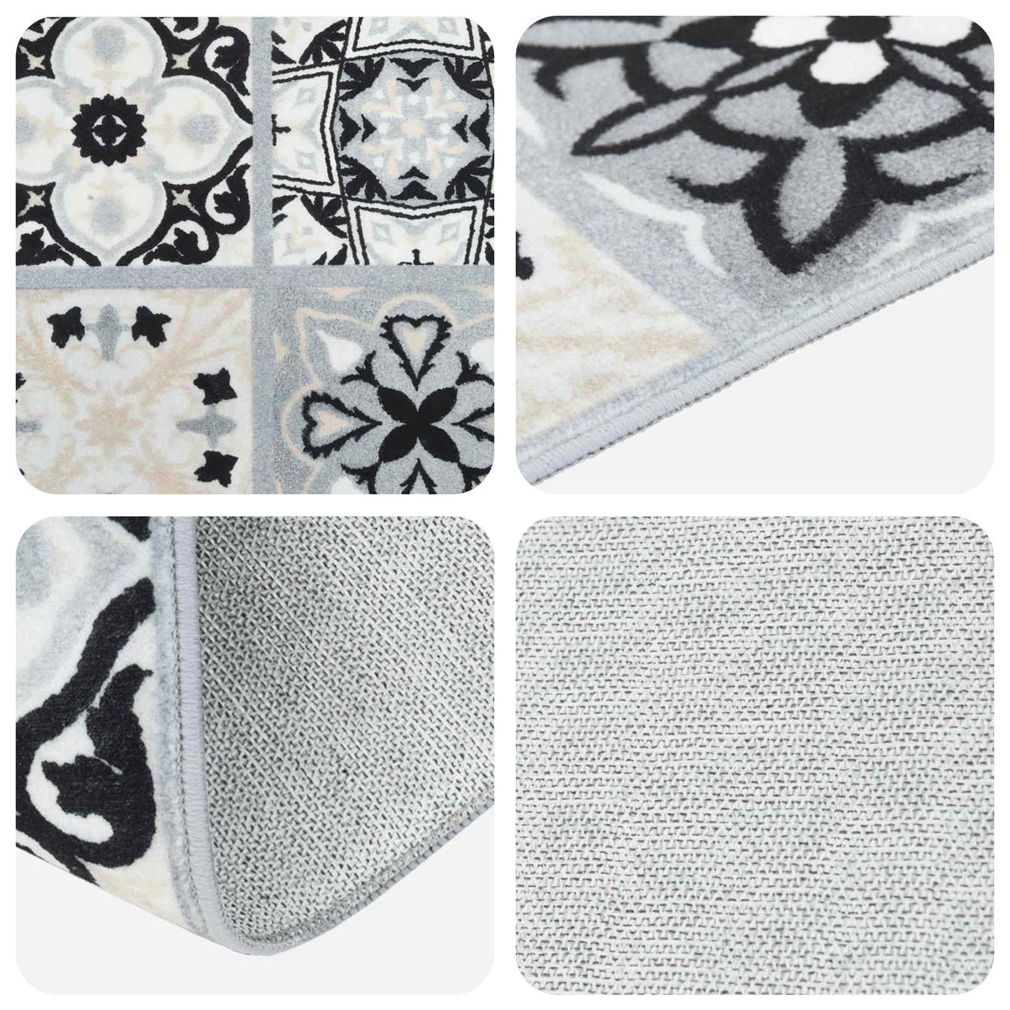 vidaXL Rug Runner ORIZ 1150 gsm Grey and Black