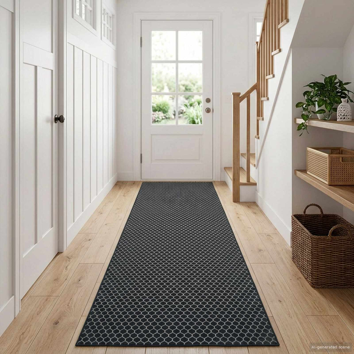 vidaXL Rug Runner ORIZ 1150 gsm Black Mesh Pattern