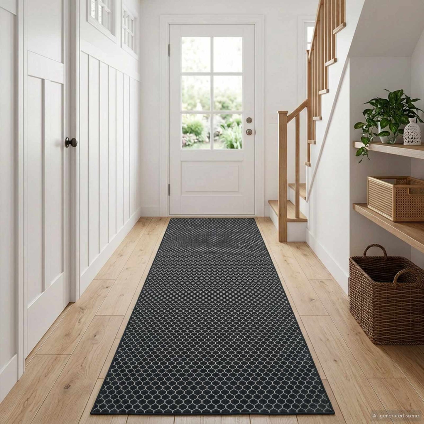 vidaXL Rug Runner ORIZ 1150 gsm Black Mesh Pattern