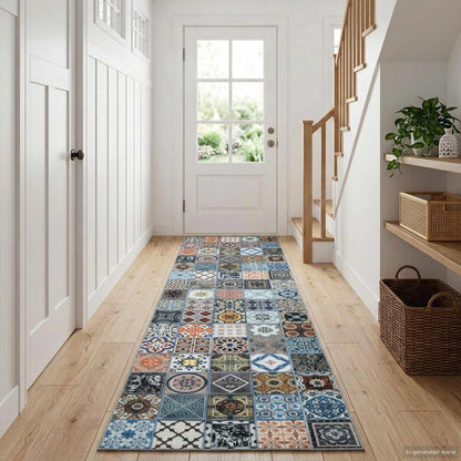 vidaXL Rug Runner ORIZ 1150 gsm Blue 100% polyester chemical fiber