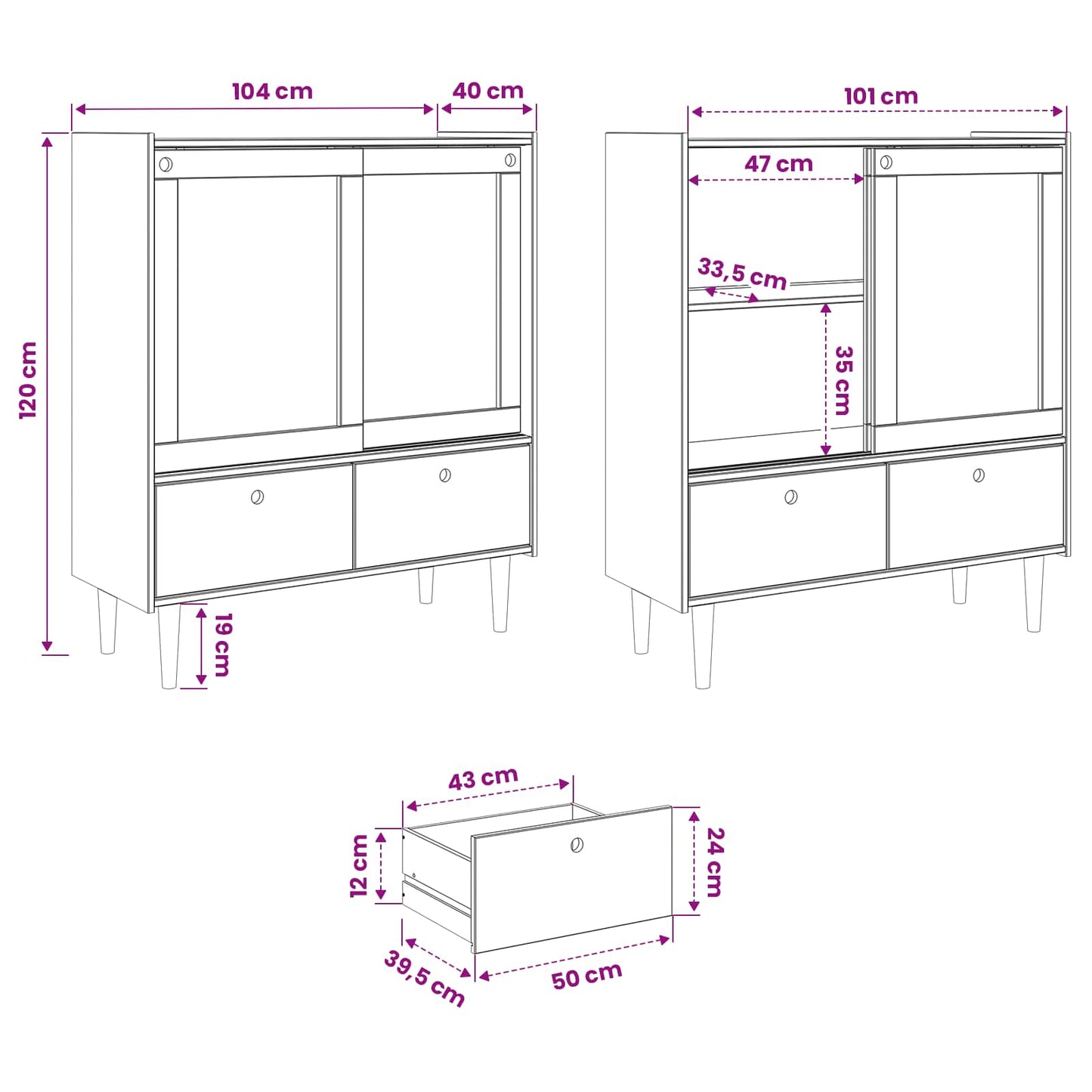 vidaXL Cupboard BILBAO Dark Caramel 104 x 40 x 120 cm