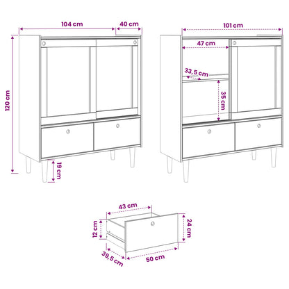 vidaXL Cupboard BILBAO Dark Caramel 104 x 40 x 120 cm
