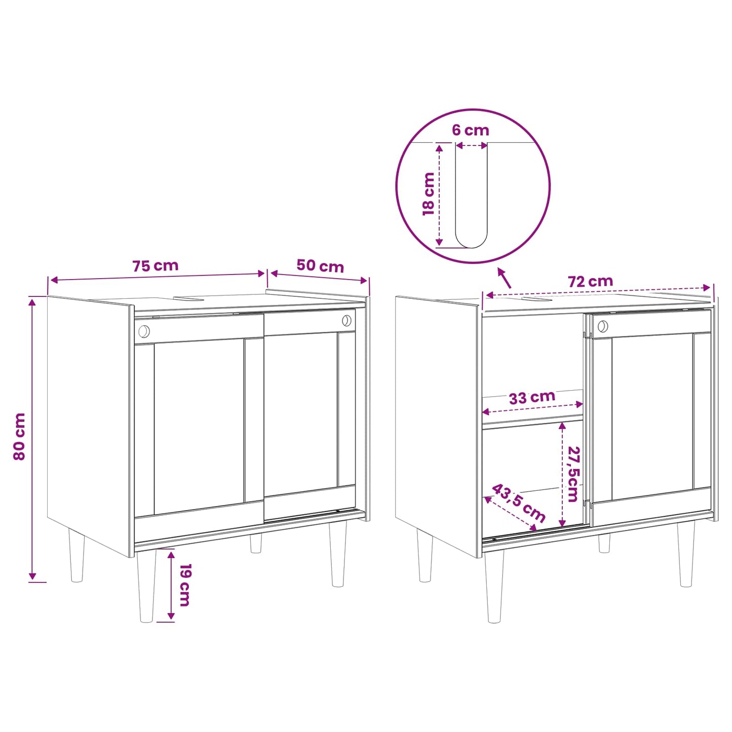 vidaXL Sink Cabinet BILBAO Dark Caramel 75 x 50 x 80 cm