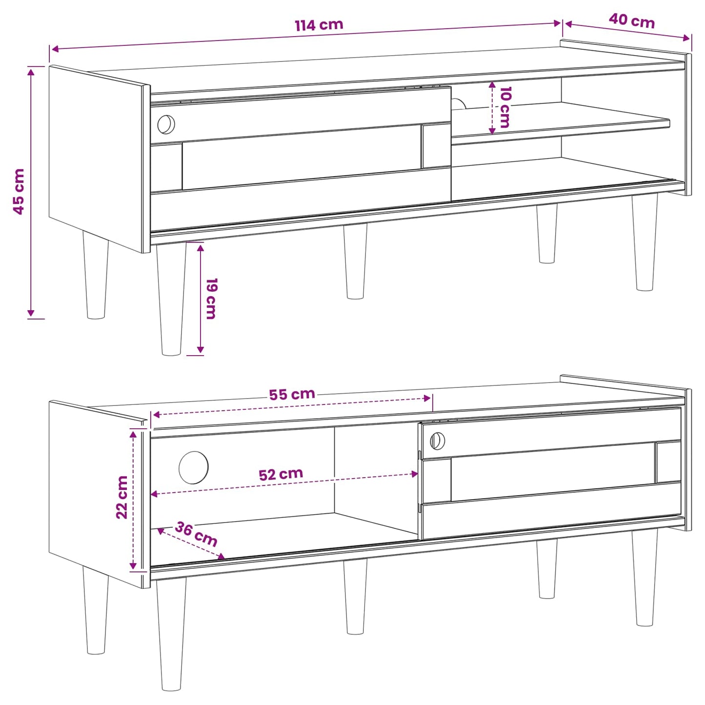 vidaXL TV Cabinet BILBAO 114 x 40 x 45 cm Dark Caramel