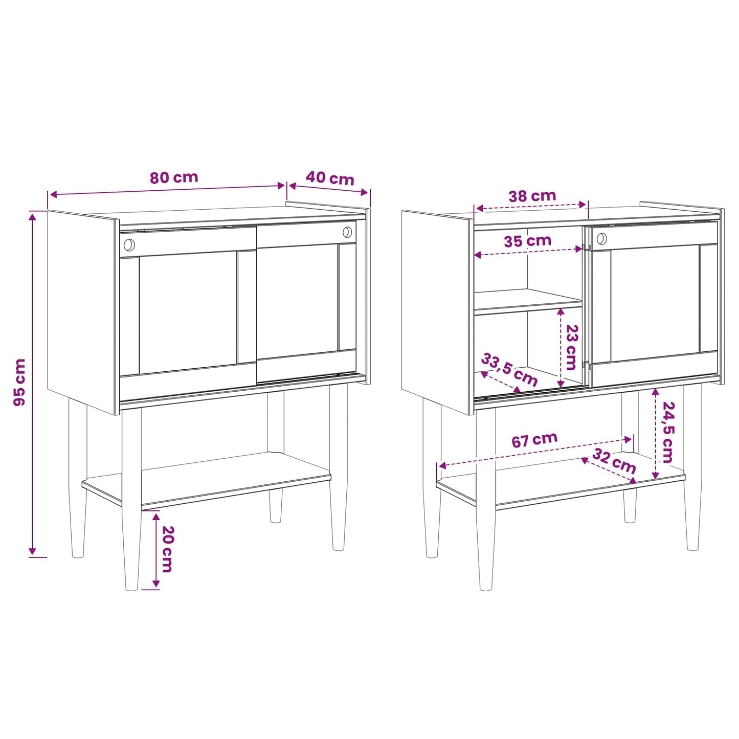 vidaXL Console Table BILBAO Dark Caramel 80 x 40 x 95 cm