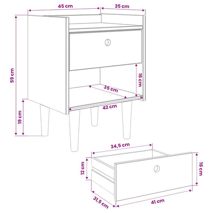 vidaXL Bedside Table BILBAO Dark Caramel 45 x 35 x 59 cm
