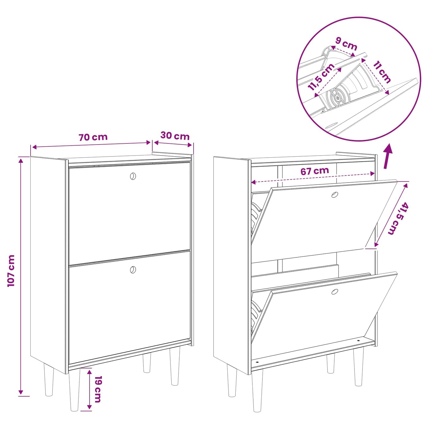 vidaXL Shoe Rack BILBAO 70 x 30 x 107 cm