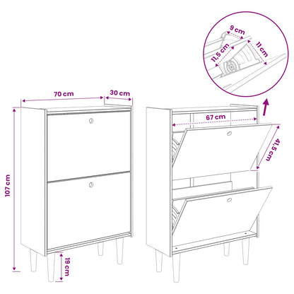 vidaXL Shoe Rack BILBAO 70 x 30 x 107 cm
