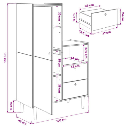 vidaXL Cupboard BILBAO Caramel 100 x 45 x 160 cm