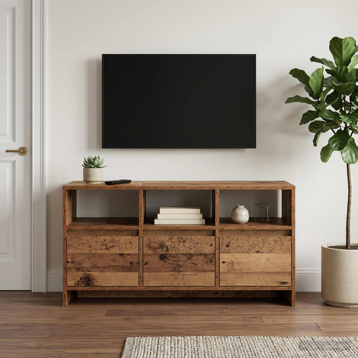 vidaXL TV Cabinet 102 x 37.5 x 52.5 cm Old Wood Engineered Wood