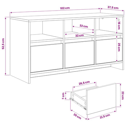 vidaXL TV Cabinet 102 x 37.5 x 52.5 cm Black Oak Engineered Wood