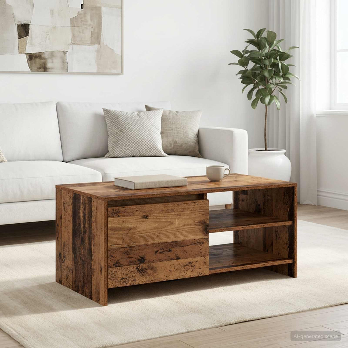 vidaXL Coffee Table Old Wood 102 x 50 x 45 cm Engineered Wood