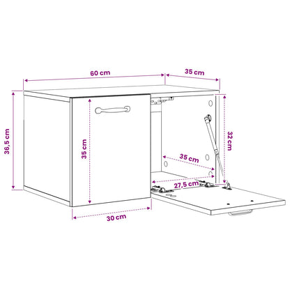 vidaXL Wall Cabinet 60 x 36.5 x 35 cm Engineered Wood Black Oak