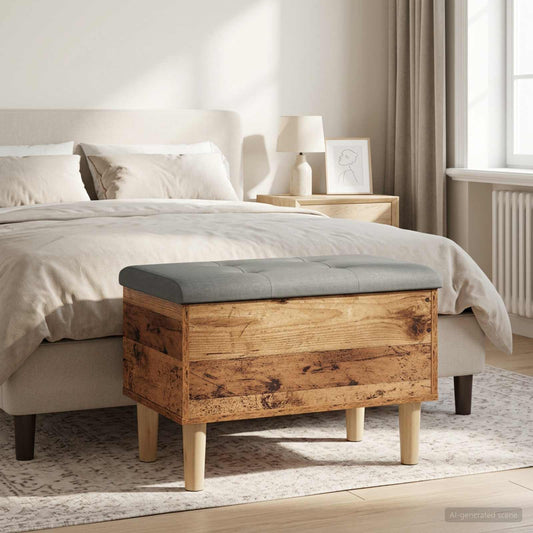 vidaXL Storage Bench with Cushion Old Wood 62 x 42 x 46 cm