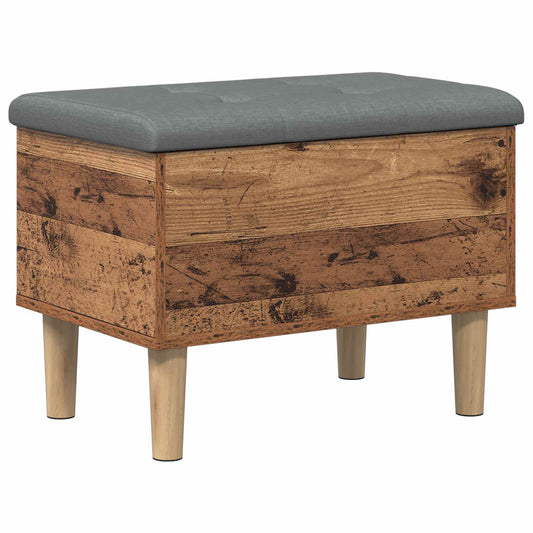 vidaXL Storage Bench with Cushion Old Wood 62 x 42 x 46 cm