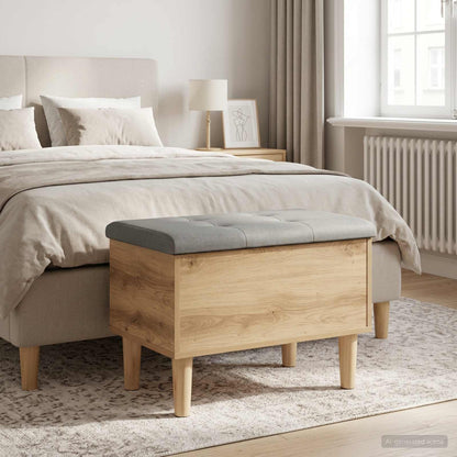 vidaXL Storage Bench with Cushion Artisan Oak 62 x 42 x 46 cm