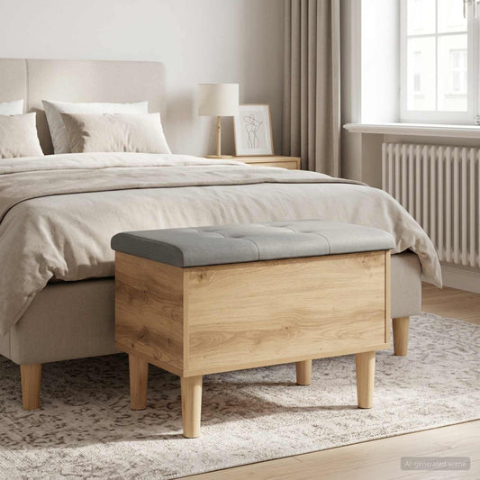 vidaXL Storage Bench with Cushion Artisan Oak 62 x 42 x 46 cm
